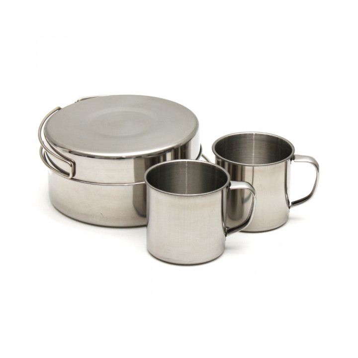 Conjunto de Cozinha para Campismo Compacto Inox Highlander